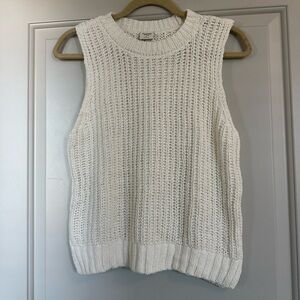 A&F White/Cream Sleeveless Crochet Sweater
